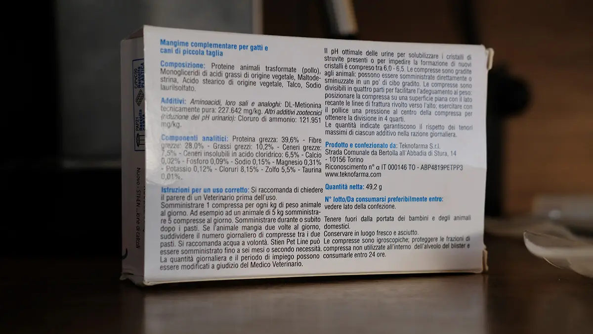 qual è il dosaggio di stien per gatti